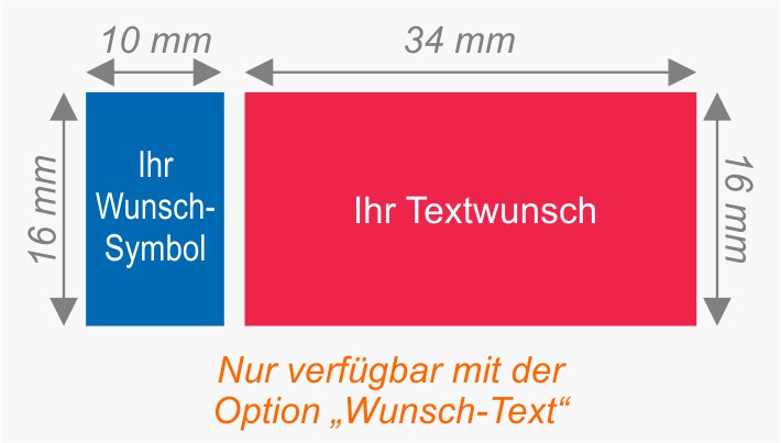 Layout-Angaben für Wunschtext-Option