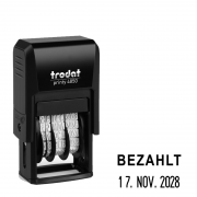 Mini-Datumstempel Trodat 4850 mit Text "BEZAHLT"